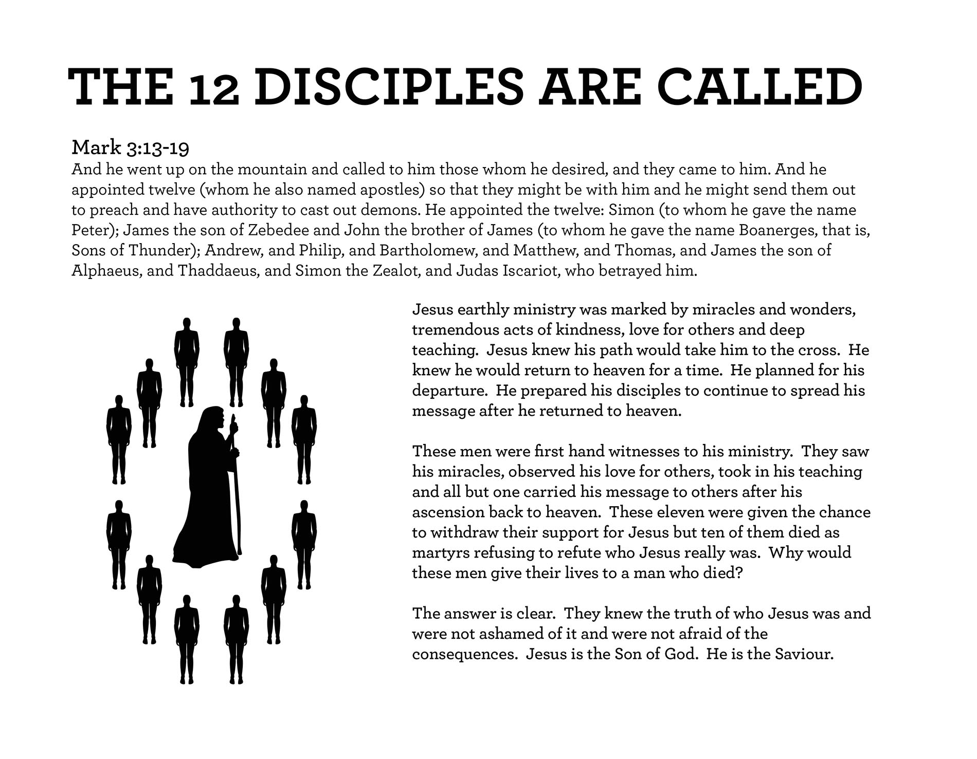 THE 12 DISCIPLES ARE CALLED Mark 3:13-19